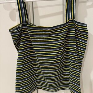 OLIVACEOUS CROPPED STRIPED TANK TOP (SIZE MEDIUM)